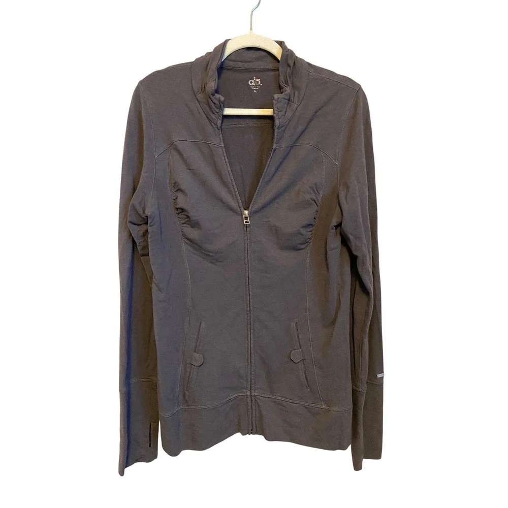 ALO Yoga Women's Charcoal Gray‎ Contour Zip Jacket Athletic Athleisure Size XL